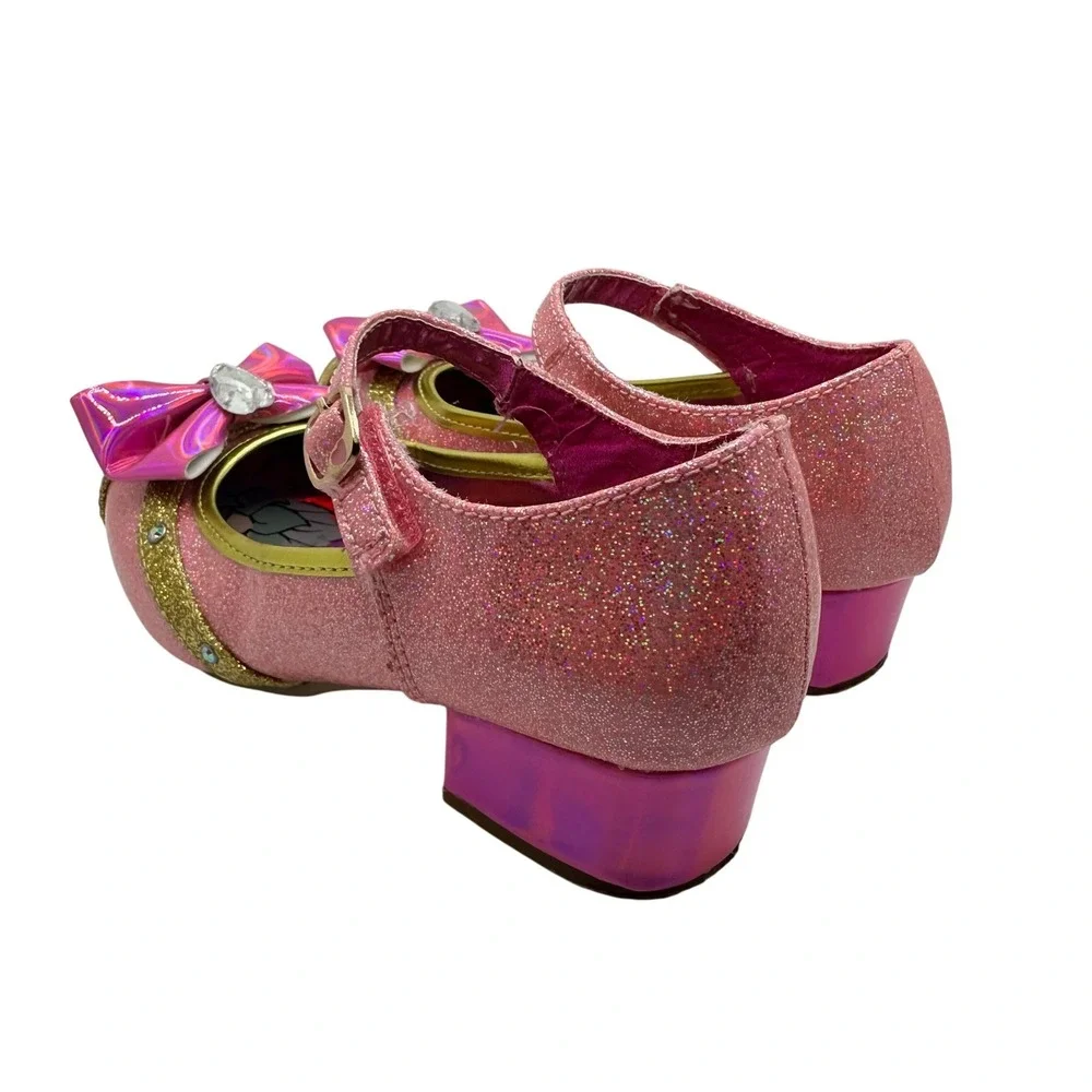 Disney Princess Pink Glitter Mary Jane Dress Up Heels Shoes Girls Gold Size 11